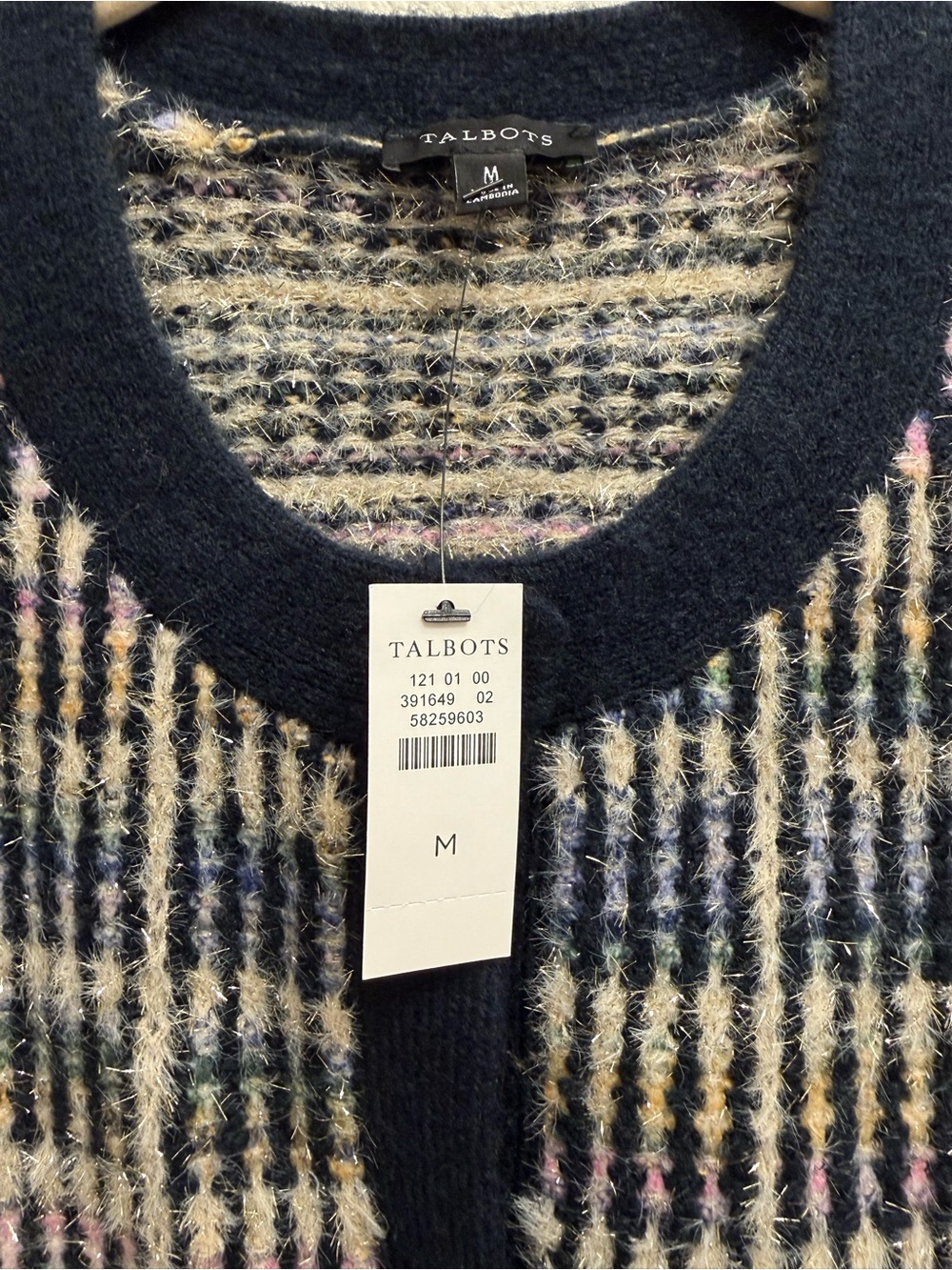 Talbots Sparkle Tweed Crewneck Cardigan Sweater NWT Size Medium - Picture 4 of 8